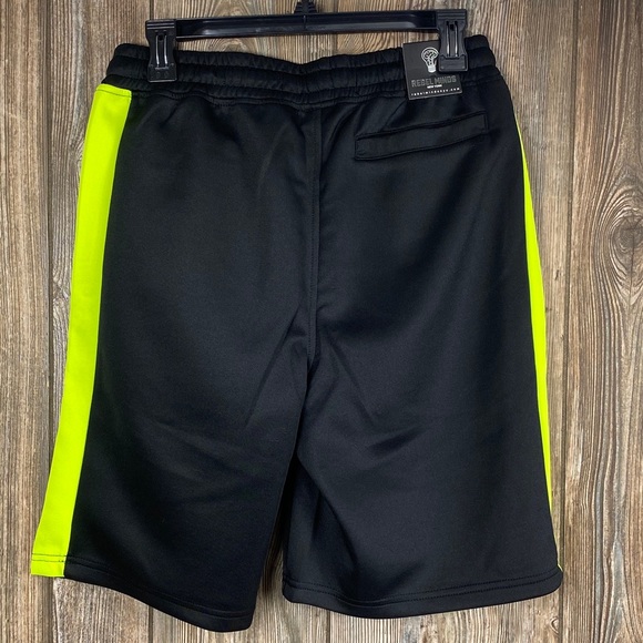 Rebel Minds Black Neon Green Draw String Shorts - Picture 2 of 4
